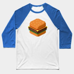 Isometric Pixel Art Cheeseburger Baseball T-Shirt